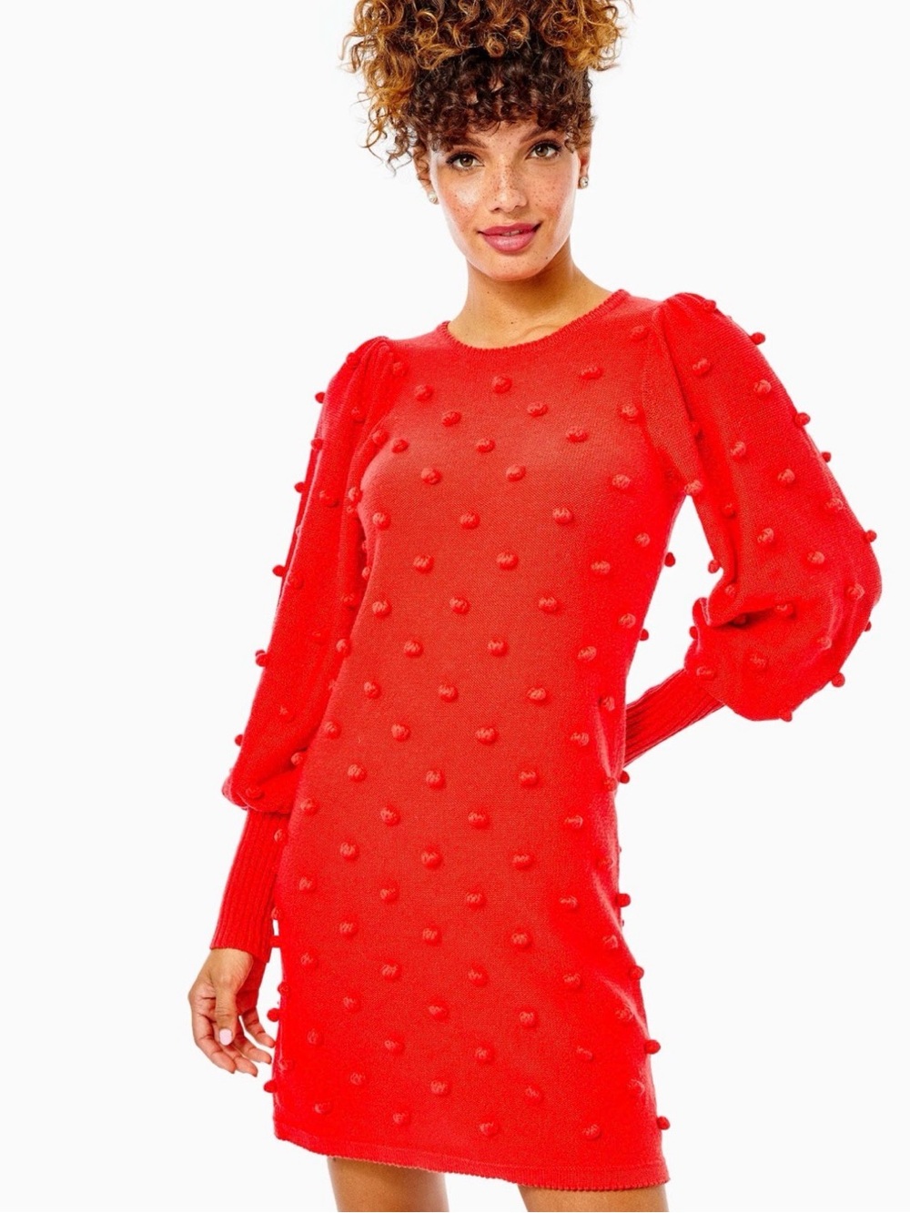 Lilly Pulitzer Red Kippa Pom-Pom Knit Sweater Dress - Picture 2 of 12